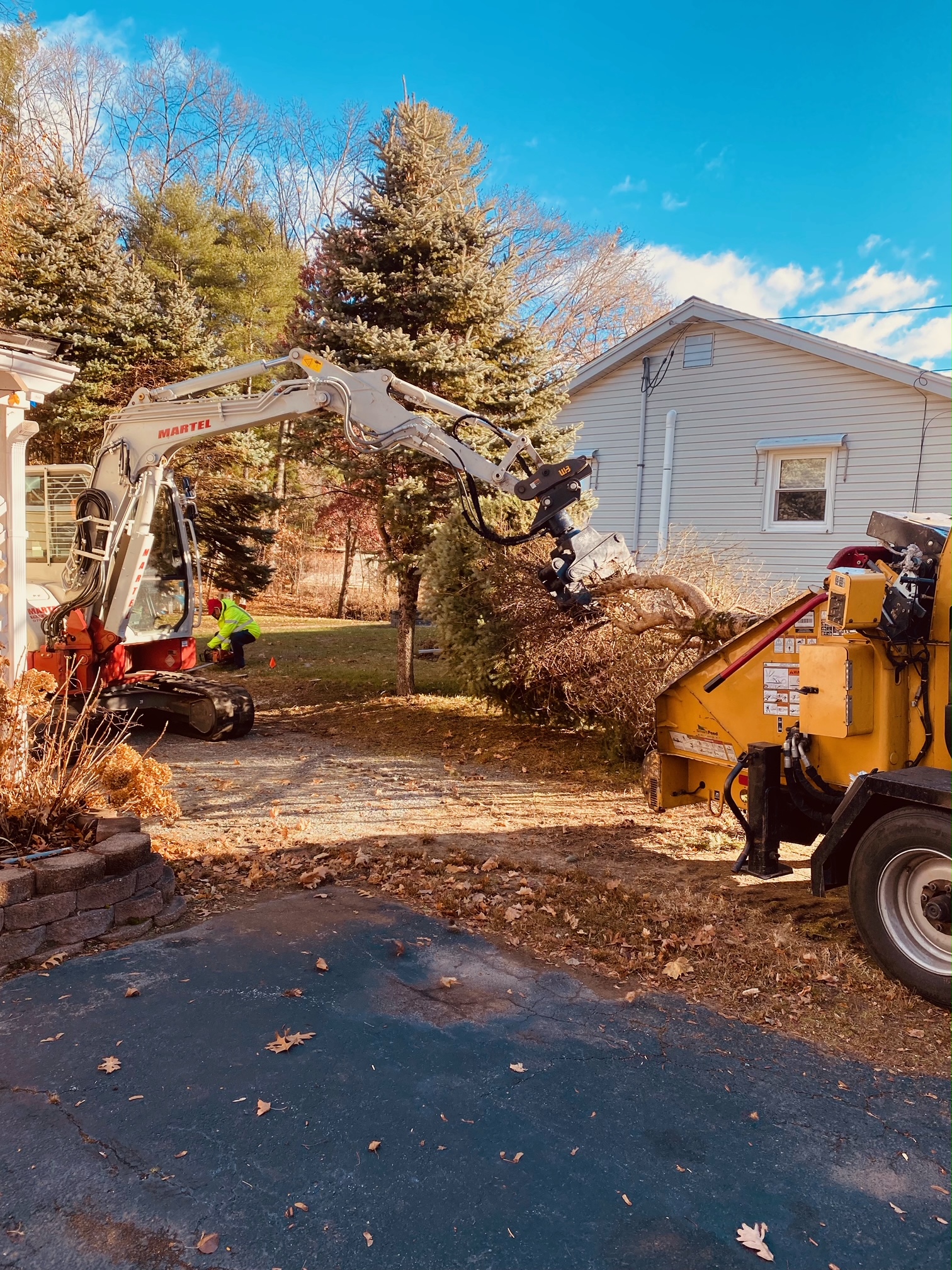 Tree Removal and Bucket Work in Chelmsford, MA.