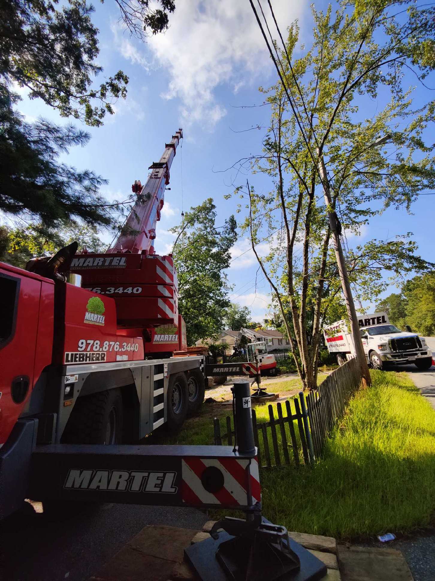 The Martel Crane and Tree crew removed several trees from this residence in Billerica, MA.