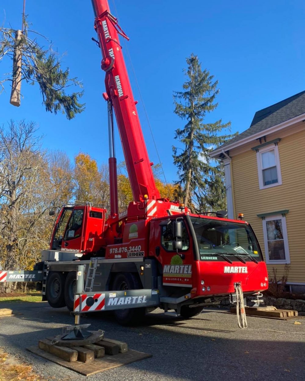 Tree removal in Billerica, Massachusetts by Martel Crane Service & Tree Removal