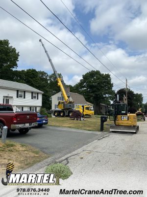 Tree Removal using our 100 ton crane in Billerica, MA