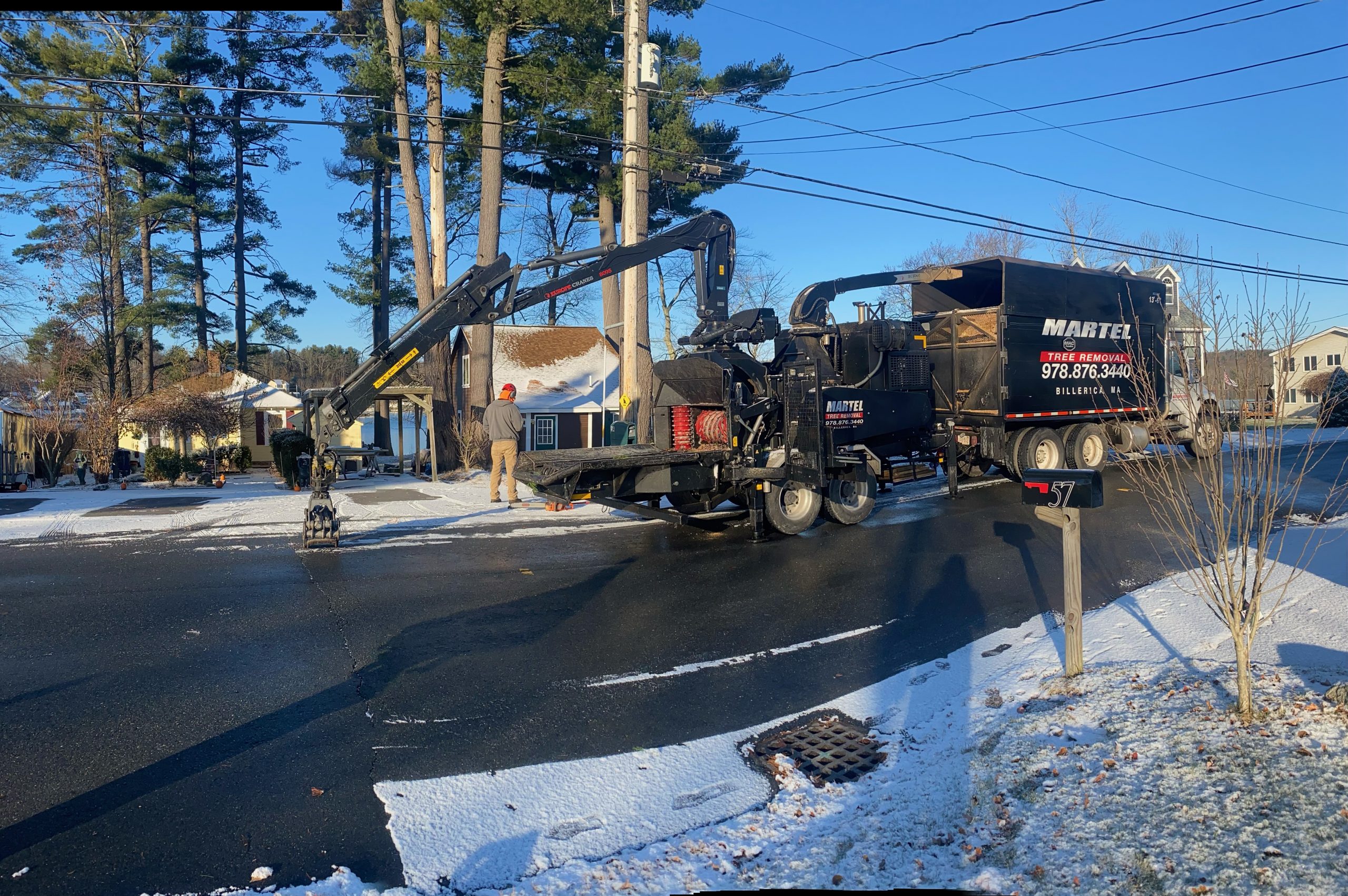 We removed large trees from this property in Dracut, MA.