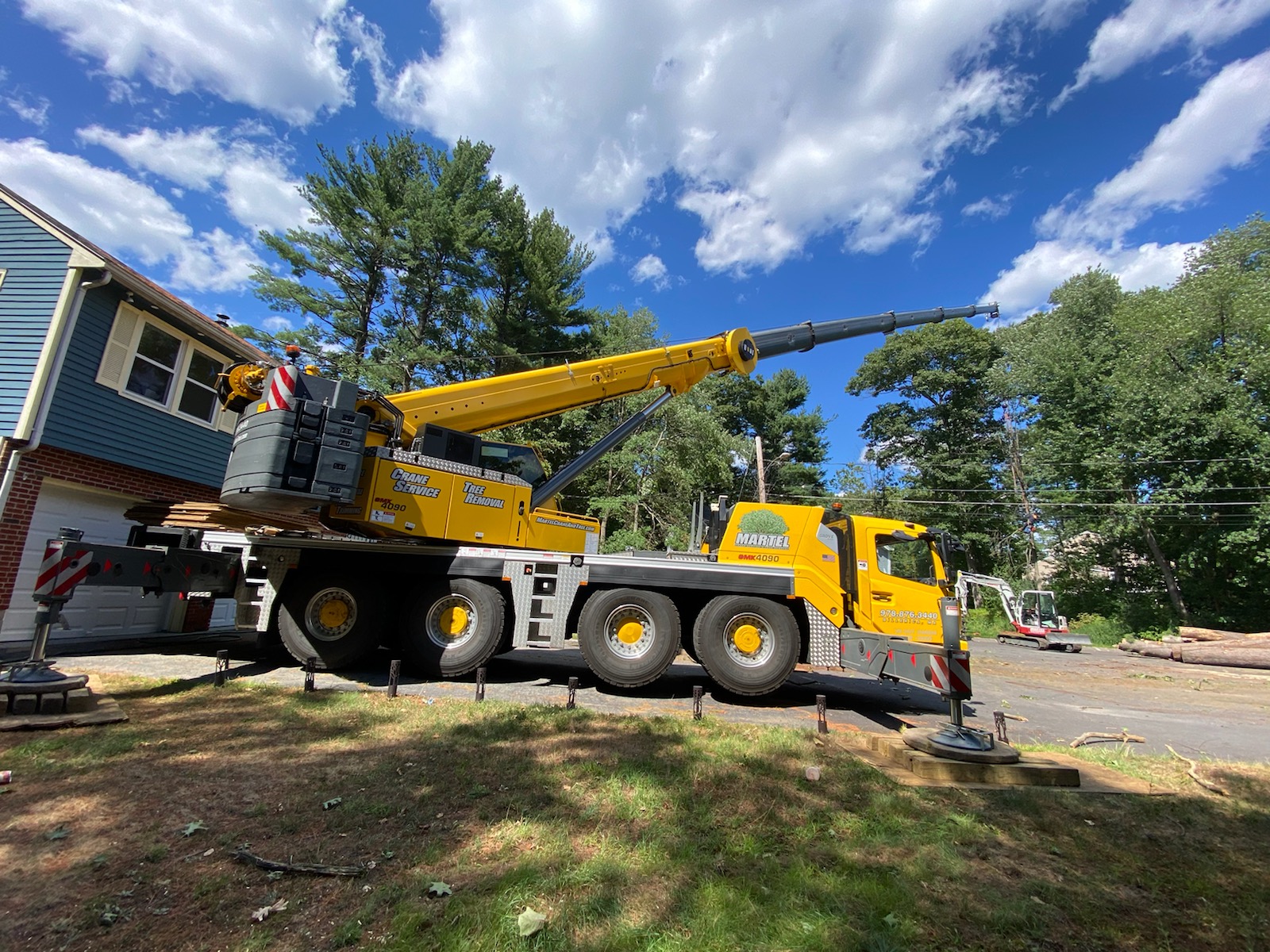 The crew from Martel Crane and Tree removed several trees from this property in Burlington, MA.