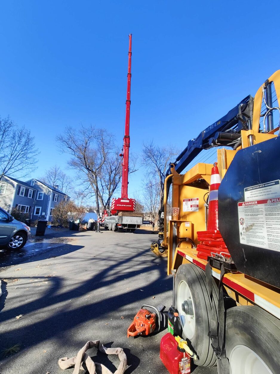 Martel Crane Service & Tree Removal removed trees from this residence in Woburn, MA.

