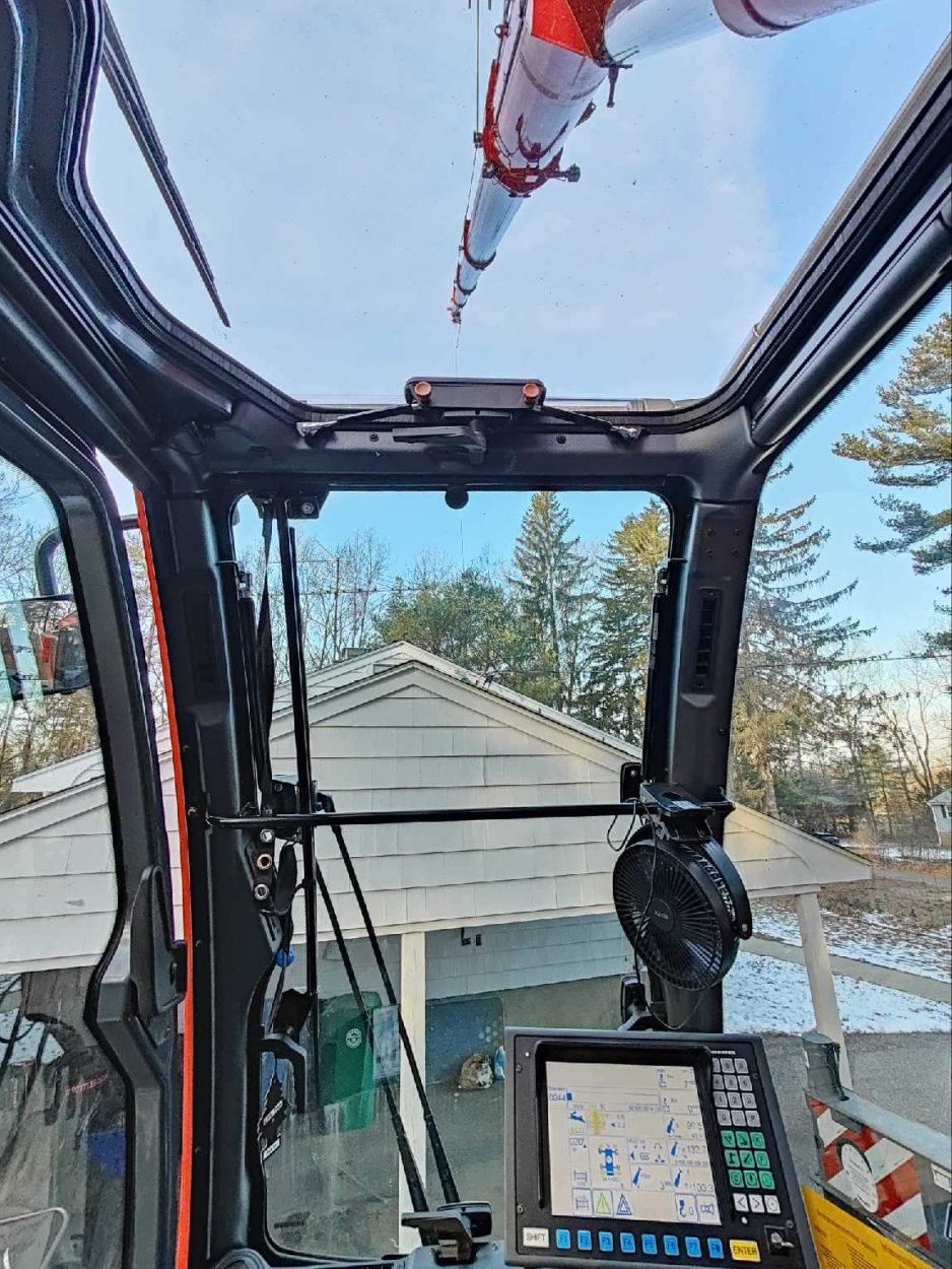 The crew from Martel Crane & Tree Service removed several trees from the yard of this residence in Billerica, MA.
